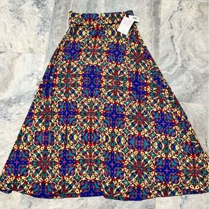 LuLaRoe A-Line Skirt with Blue and Red Pattern